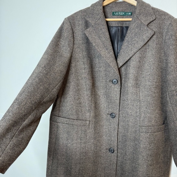 Lauren Ralph Lauren Wool Blend Herringbone Longline Classic Coat size 16 - Picture 4 of 9